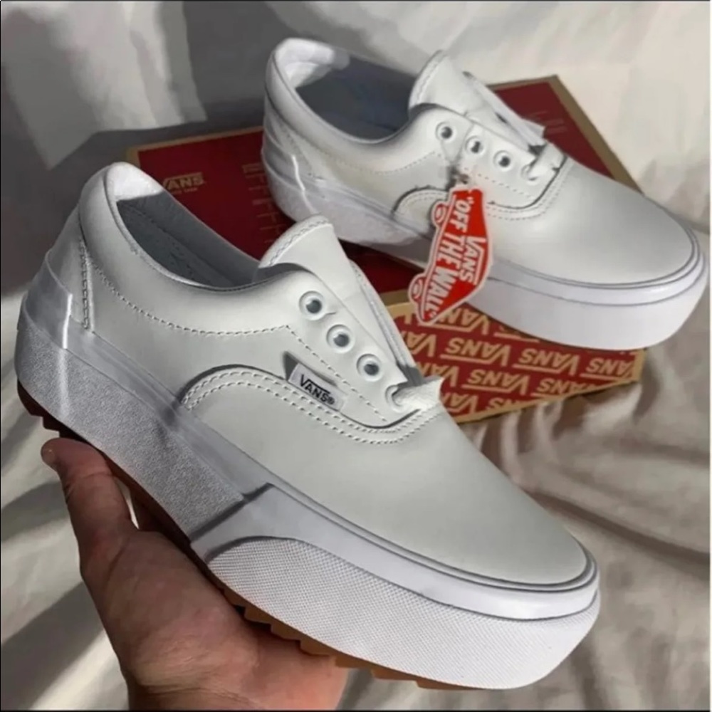Vans Era Stacked Platform White Gum Shoes Womans 5 , 5.5